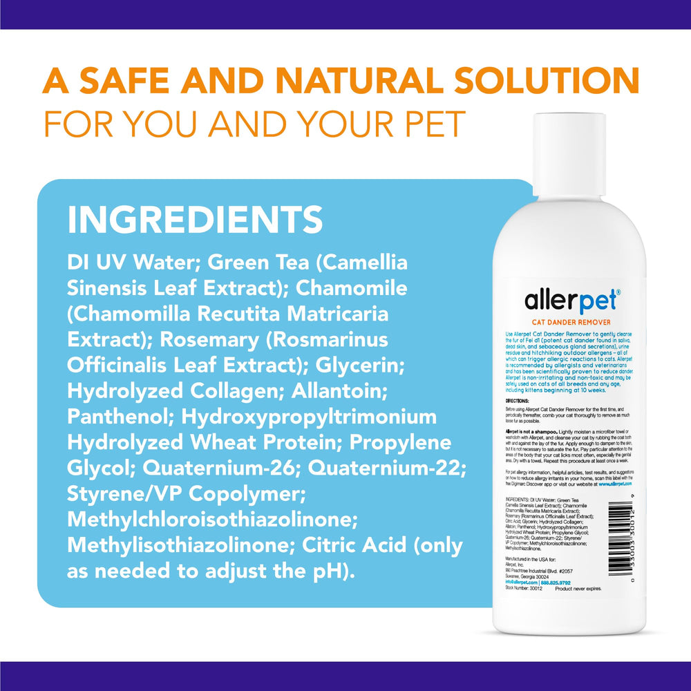 Packaging de Allerpet con sello hecho en USA y confianza del fabricante
