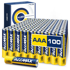 Allmax battery front packaging showing 100-count and convenience