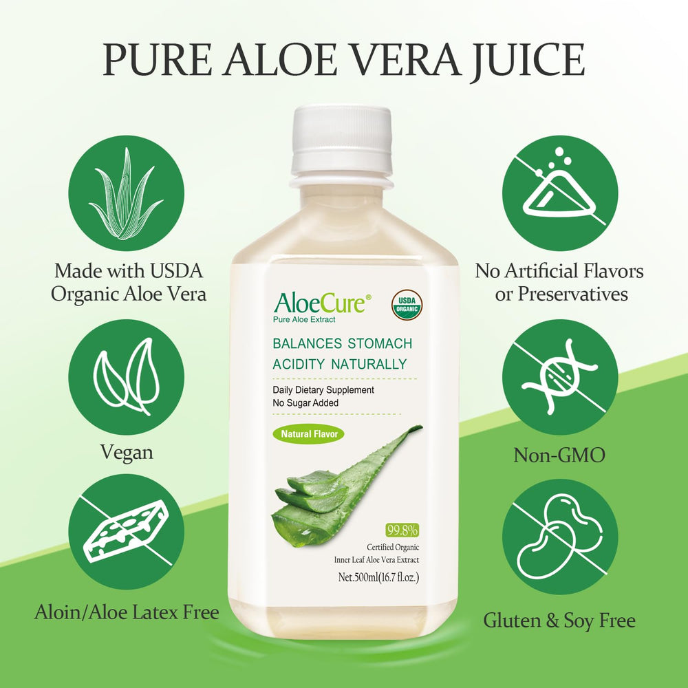 AloeCure servido en vaso con hielo para una bebida digestiva y refrescante