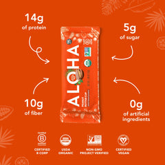 ALOHA close-up of organic ingredients highlighting pumpkin seed and brown rice proteins