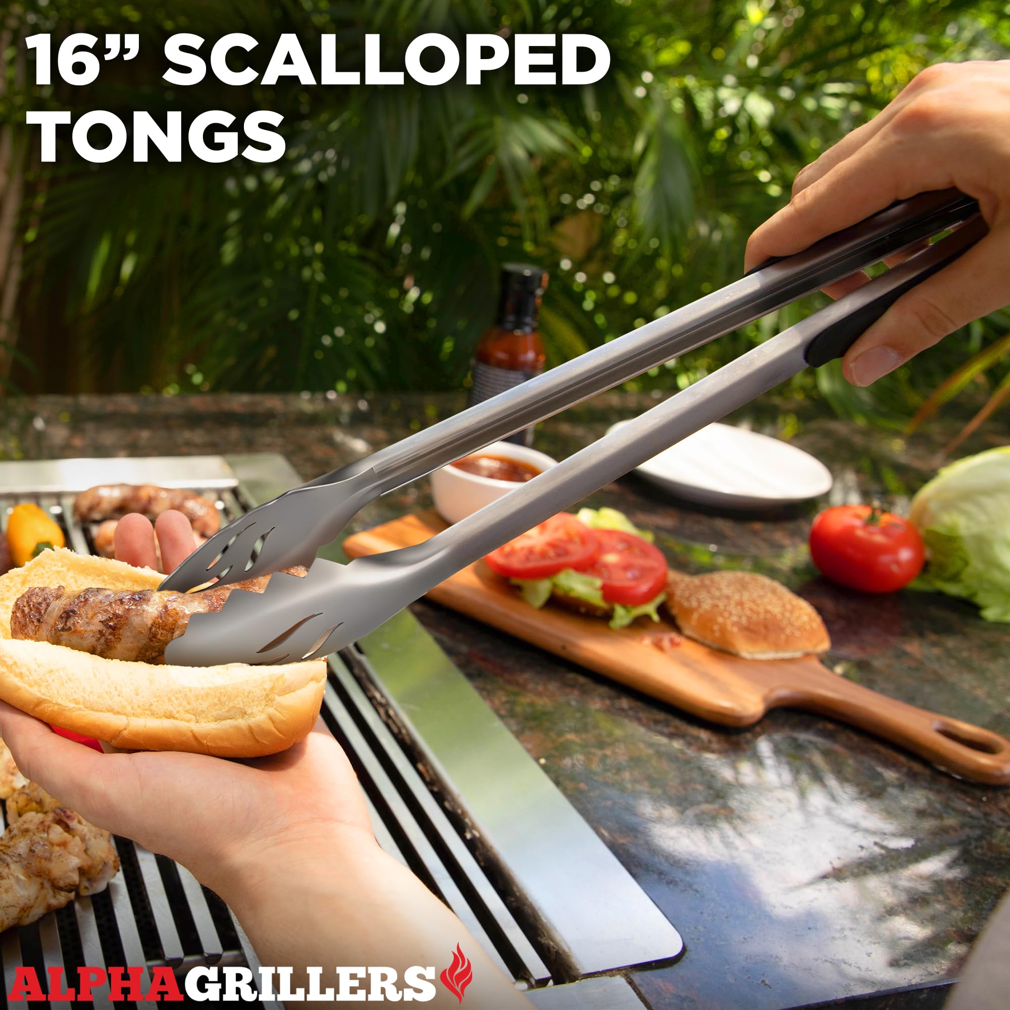 Alpha Grillers fork prongs close-up, built for stable lifting of meats