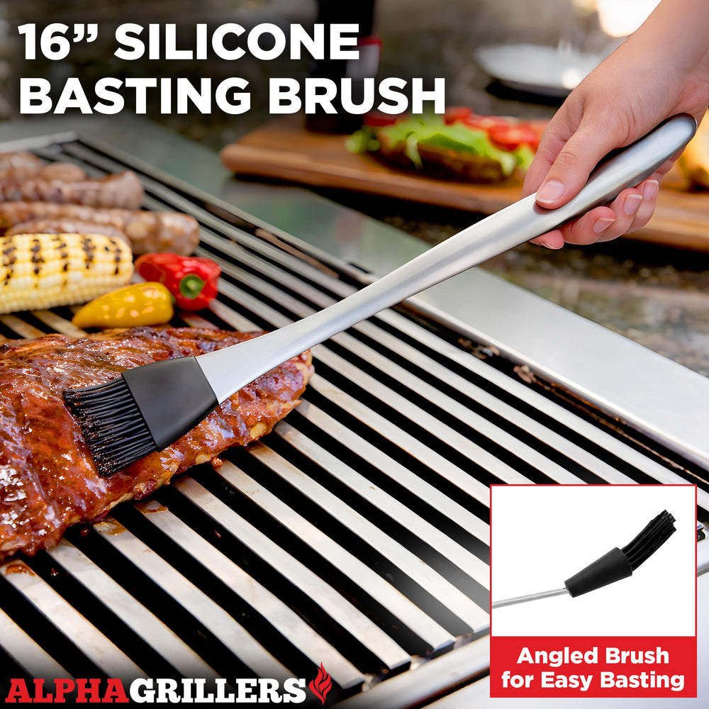 Alpha Grillers tools in use at backyard grill, enabling confident outdoor cooking
