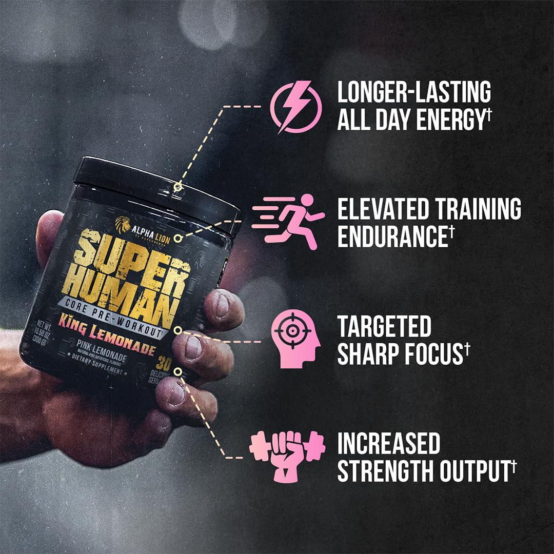 ALPHA LION vaso con bebida King Lemonade listo para entrenar con sabor refrescante