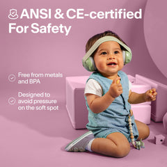 Alpine Muffy Baby headband adjustment demonstrating anti-slip comfort and fit