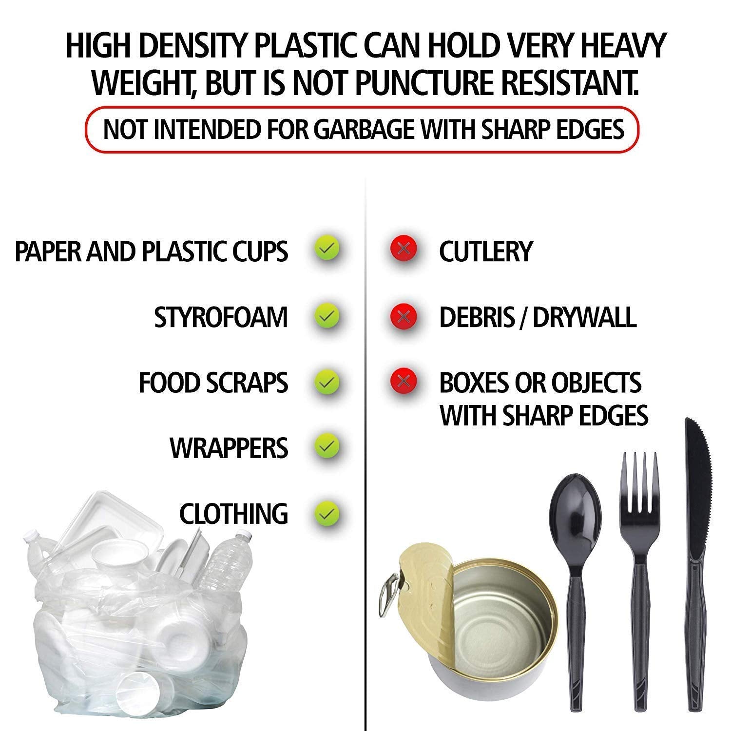 Aluf Plastics bag in small kitchen can showing tidy, secure fit benefit