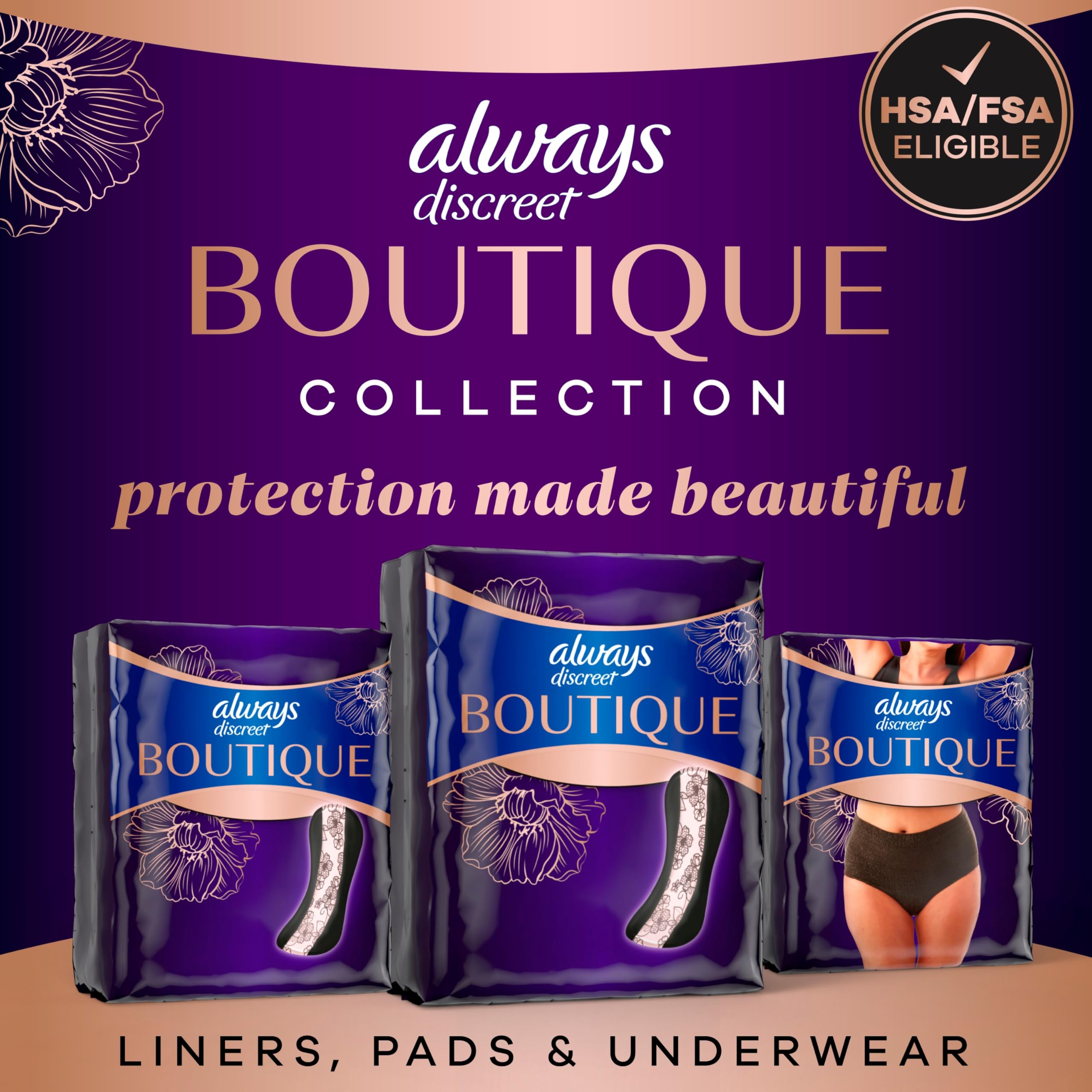 Always Discreet mujer activa usando ropa elegante con protección discreta