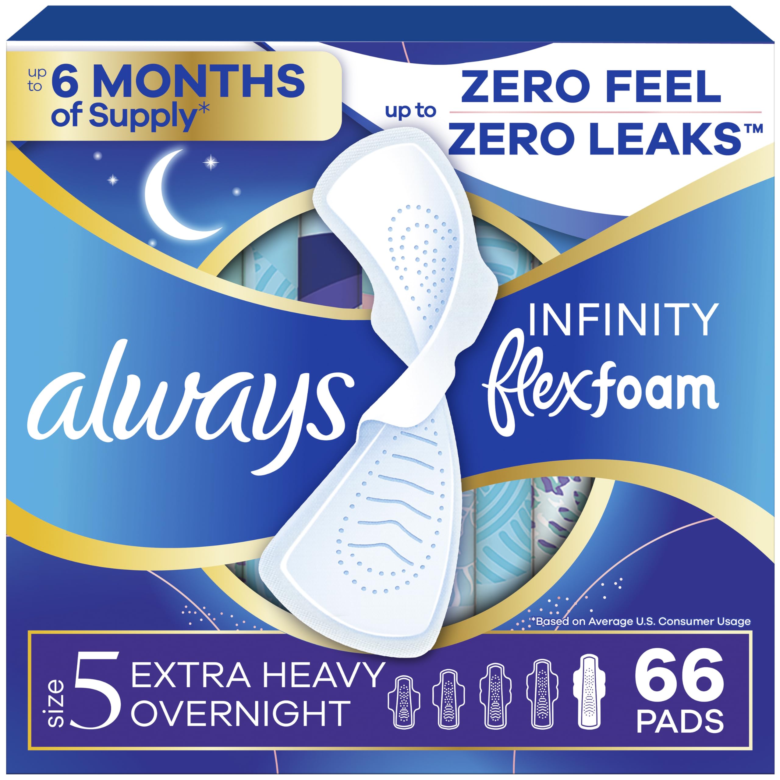 Always paquete frontal talla 5 mostrando protección extra nocturna