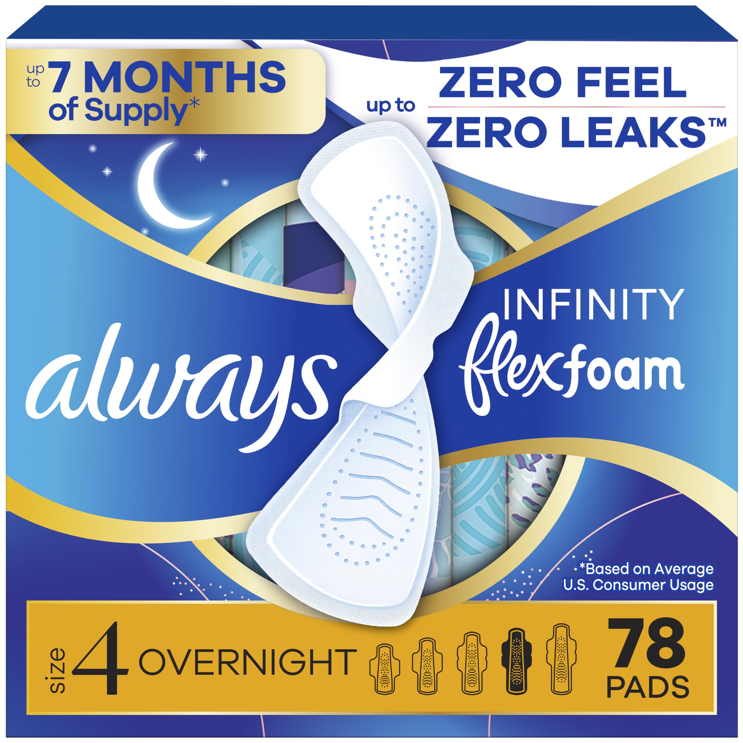 Always Infinity front packaging showing 78 count and benefits