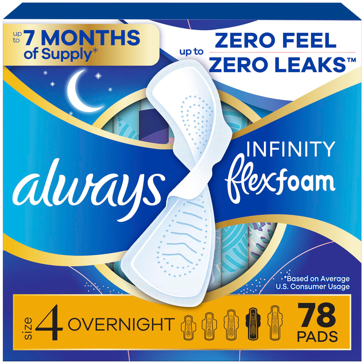 Always Infinity front packaging showing 78 count and benefits