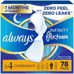 Always Infinity front packaging showing 78 count and benefits