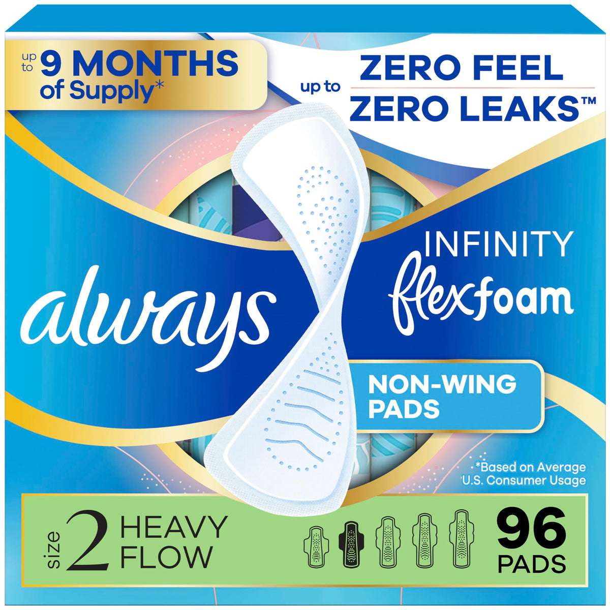 Always Infinity imagen frontal del paquete mostrando conteo y sin fragancia