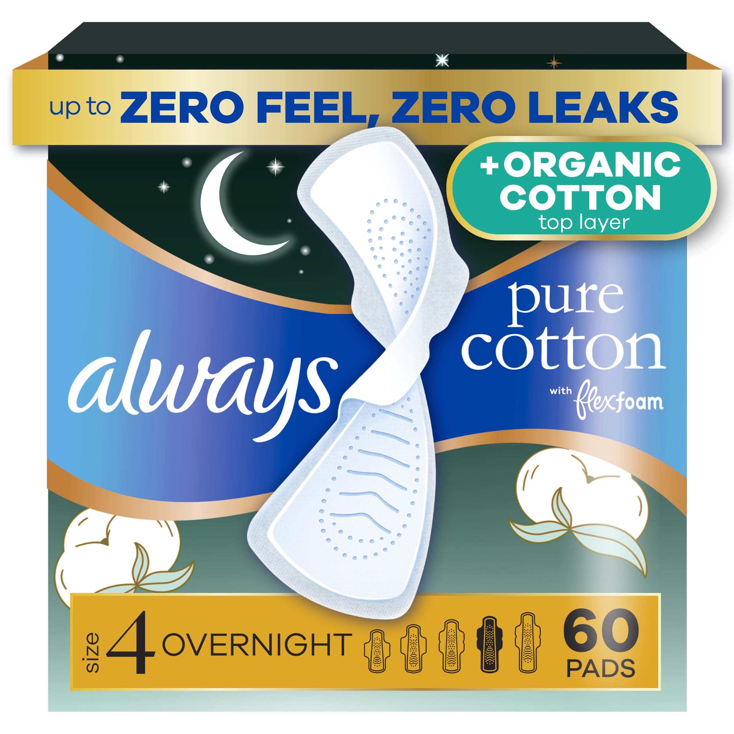 Always pack frontal mostrando diseño y cantidad, protección nocturna