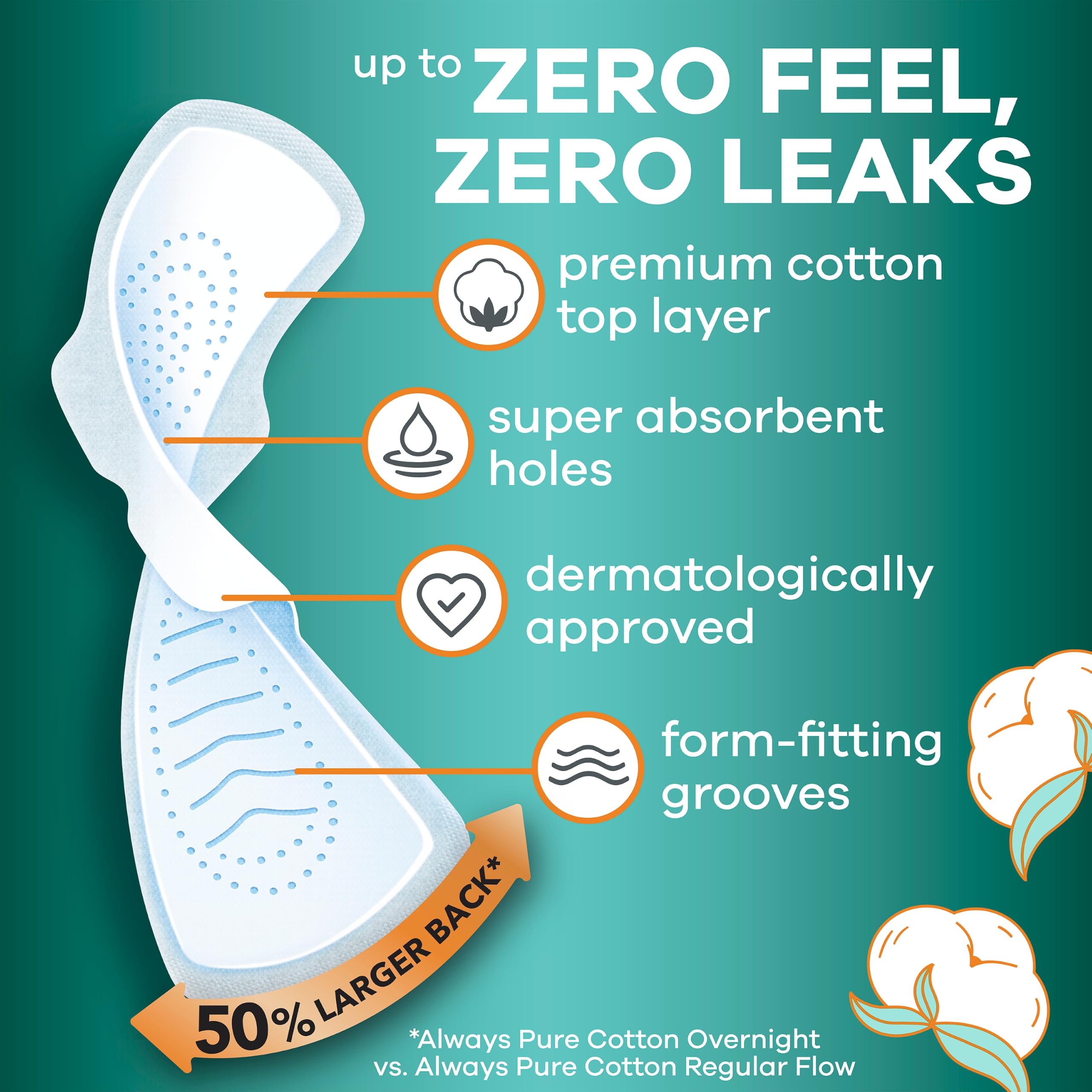 Always capa superior de algodón en primer plano para sensación seca