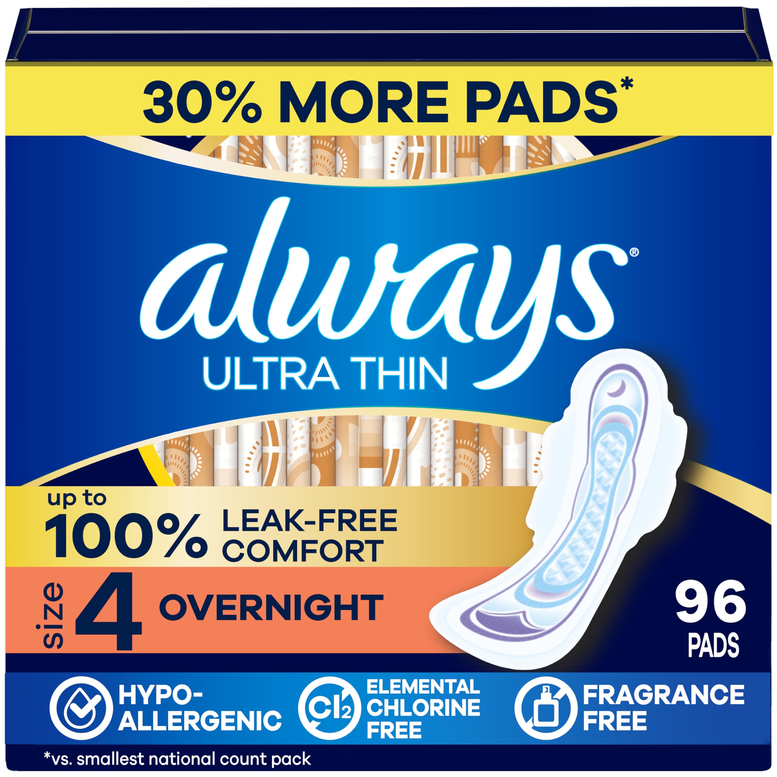 Always Ultra Thin front packaging showing product name and quantity for clarity