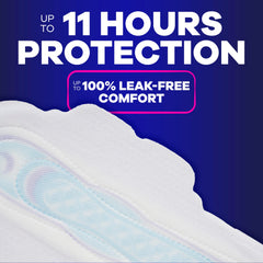 Always Ultra Thin toalla en uso sobre cama demostrando protección y comodidad nocturna