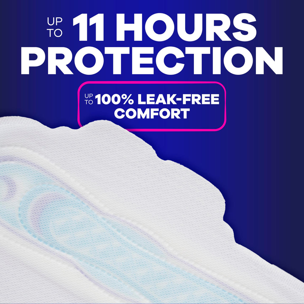 Always Ultra Thin pad with wings secured on underwear for reduced shifting and comfort