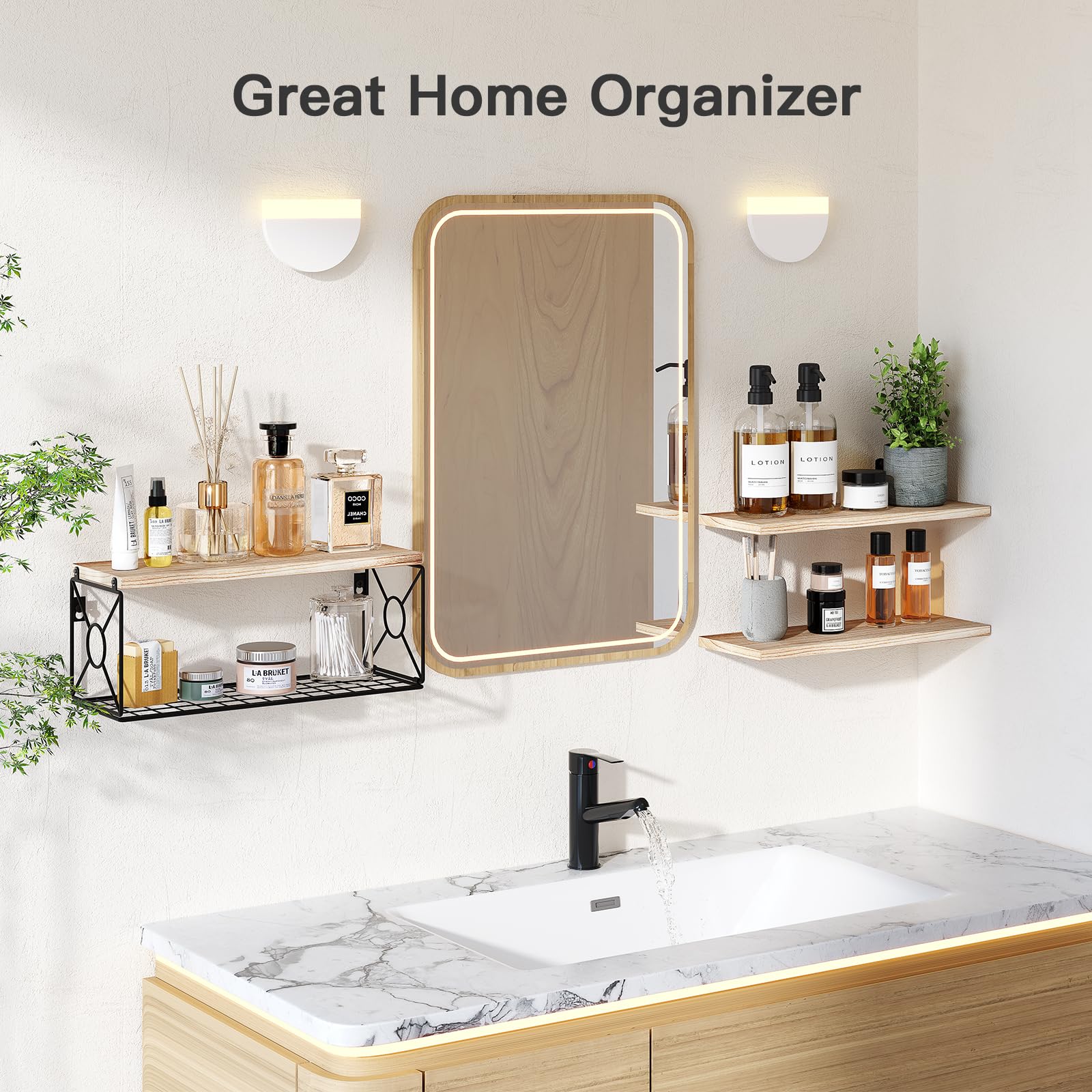 AMADA HOMEFURNISHING set de 3 estantes montados para decoración práctica