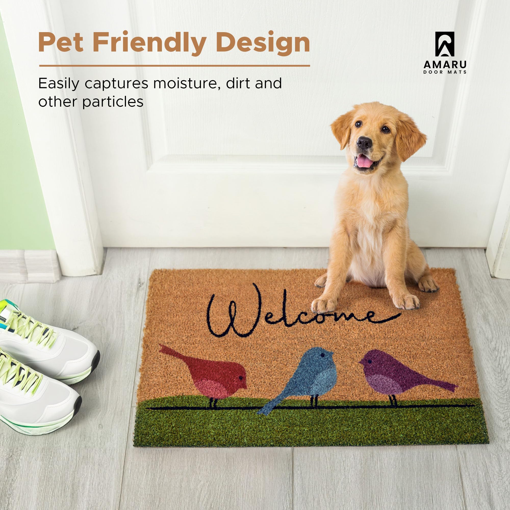 AMARU DOOR MATS en patio decorativo dando un toque alegre y práctico