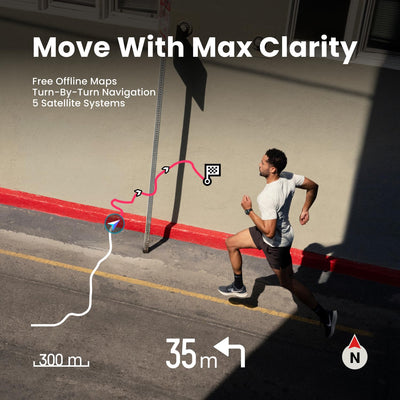 Amazfit showing offline map screen for navigation without a phone on trails