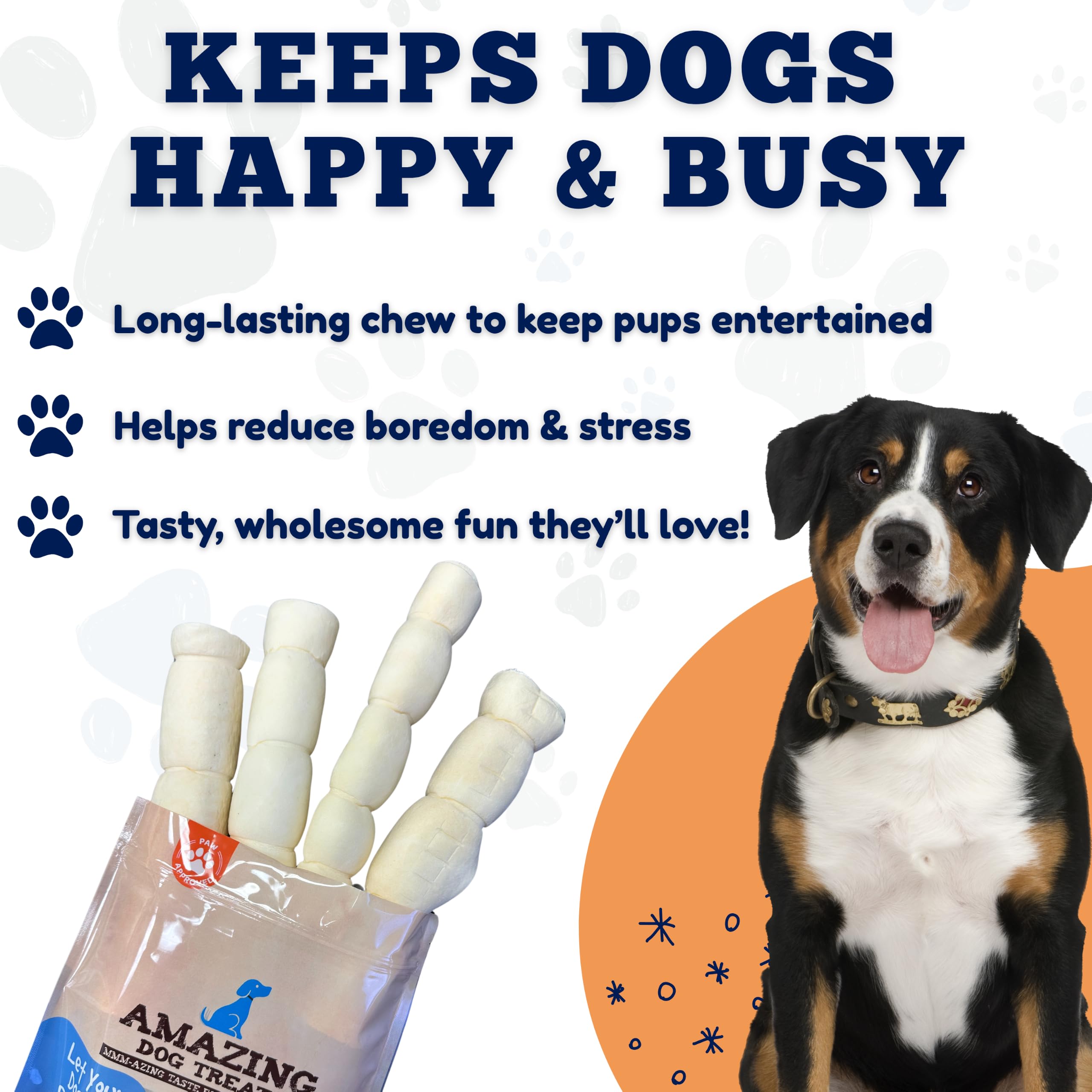 Amazing Dog Treats rollos sobre madera en exterior, origen en pastura y aspecto natural