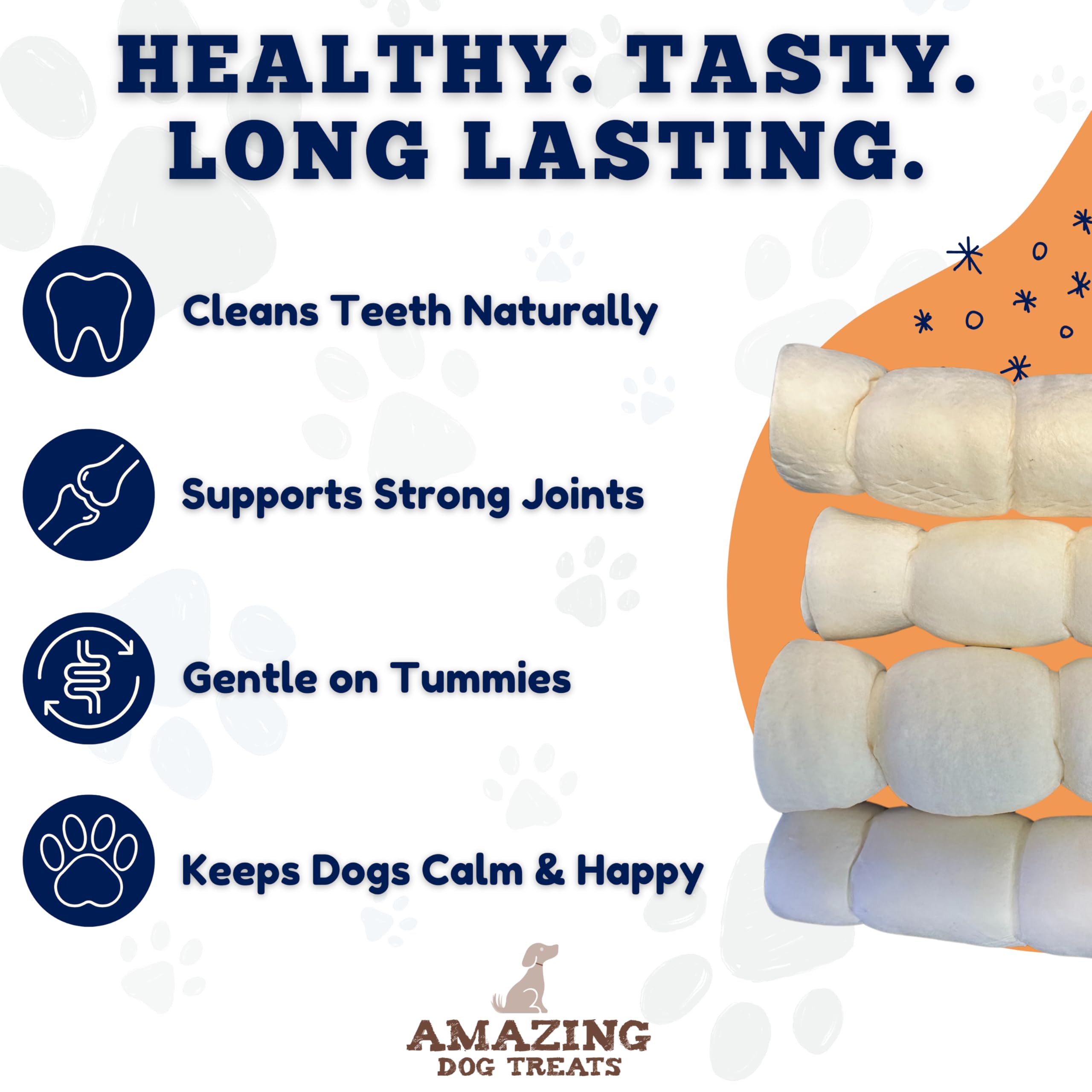 Amazing Dog Treats comparación de tamaño con una regla, guía visual para elegir mediano o grande