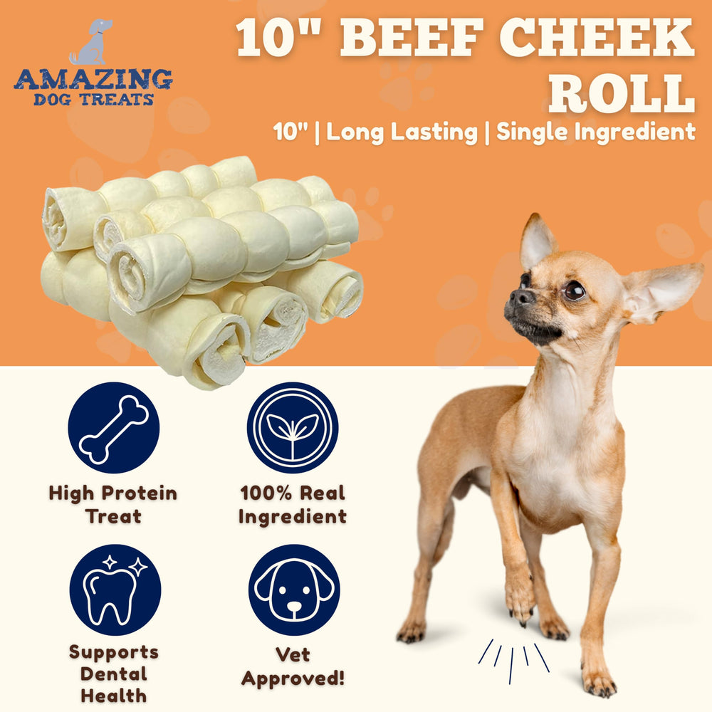Amazing Dog Treats textura cercana del rollo, dura y natural para masticación prolongada