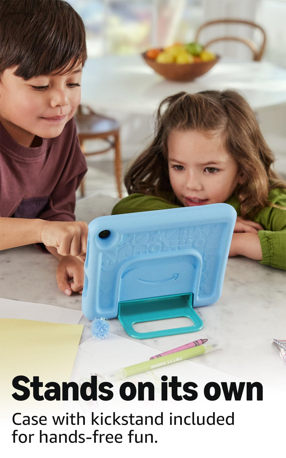 Amazon Fire 7 Kids close-up of screen displaying kids' app interface for learning