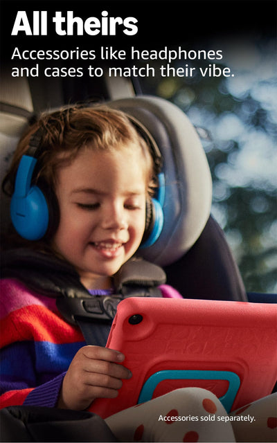 Amazon Fire 7 Kids in travel setting showing entertainment on the go