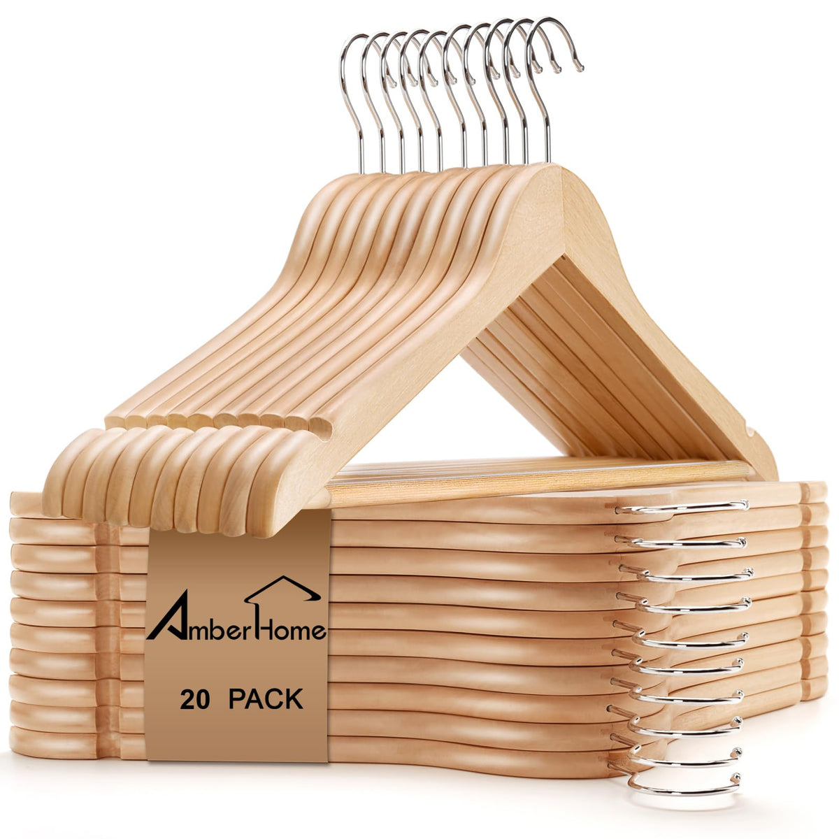 Amber Home percha frontal de madera mostrando acabado elegante y ahorro de espacio