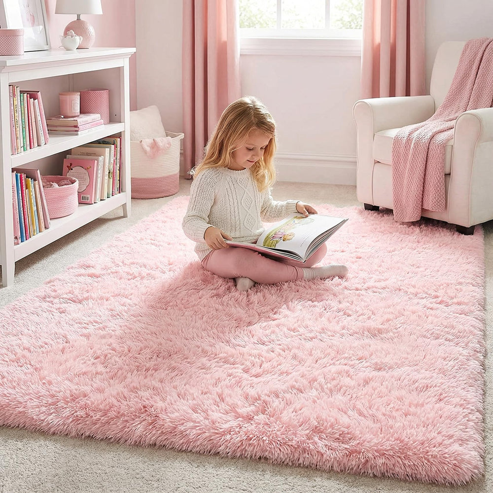 Amdrebio rug styled in bedroom adds warmth and decor appeal
