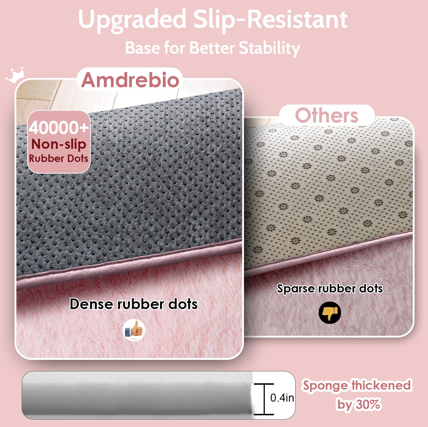 Amdrebio child sitting on rug shows comfortable play surface