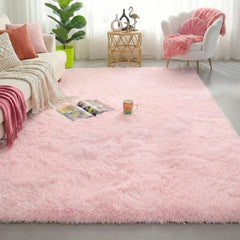 Amdrebio front view light pink rug shows cozy look and color