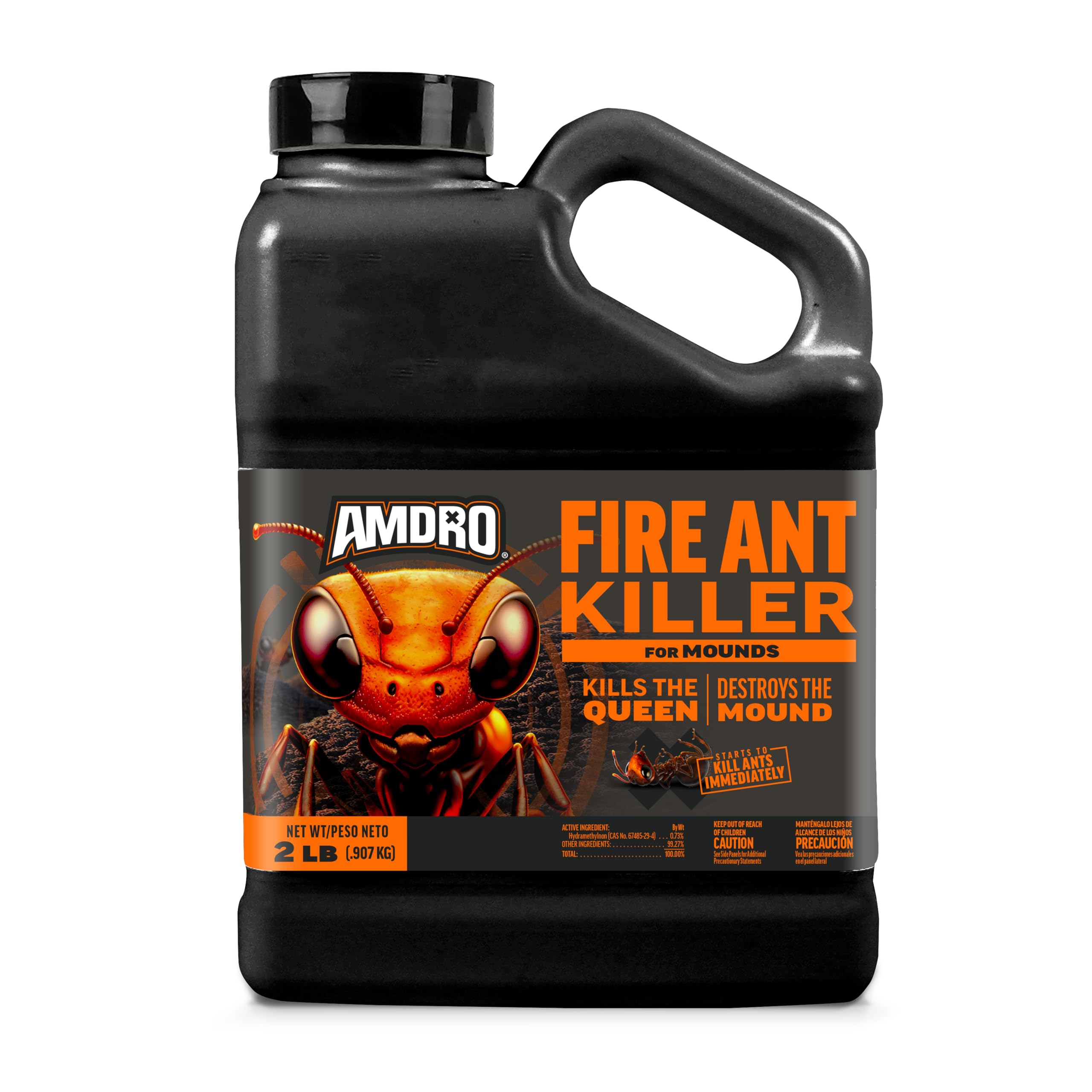 Amdro empaque frontal 2 lb mostrando presentación y beneficio de control rápido