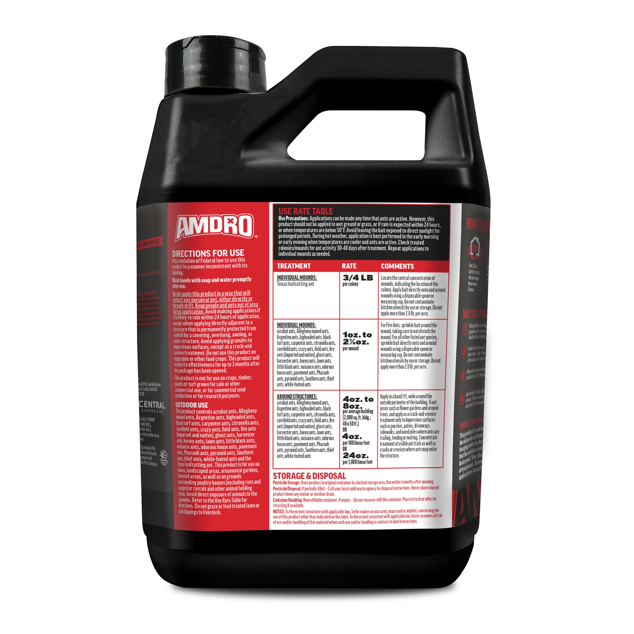 Amdro primer plano de gránulos y textura que atrae hormigas eficazmente