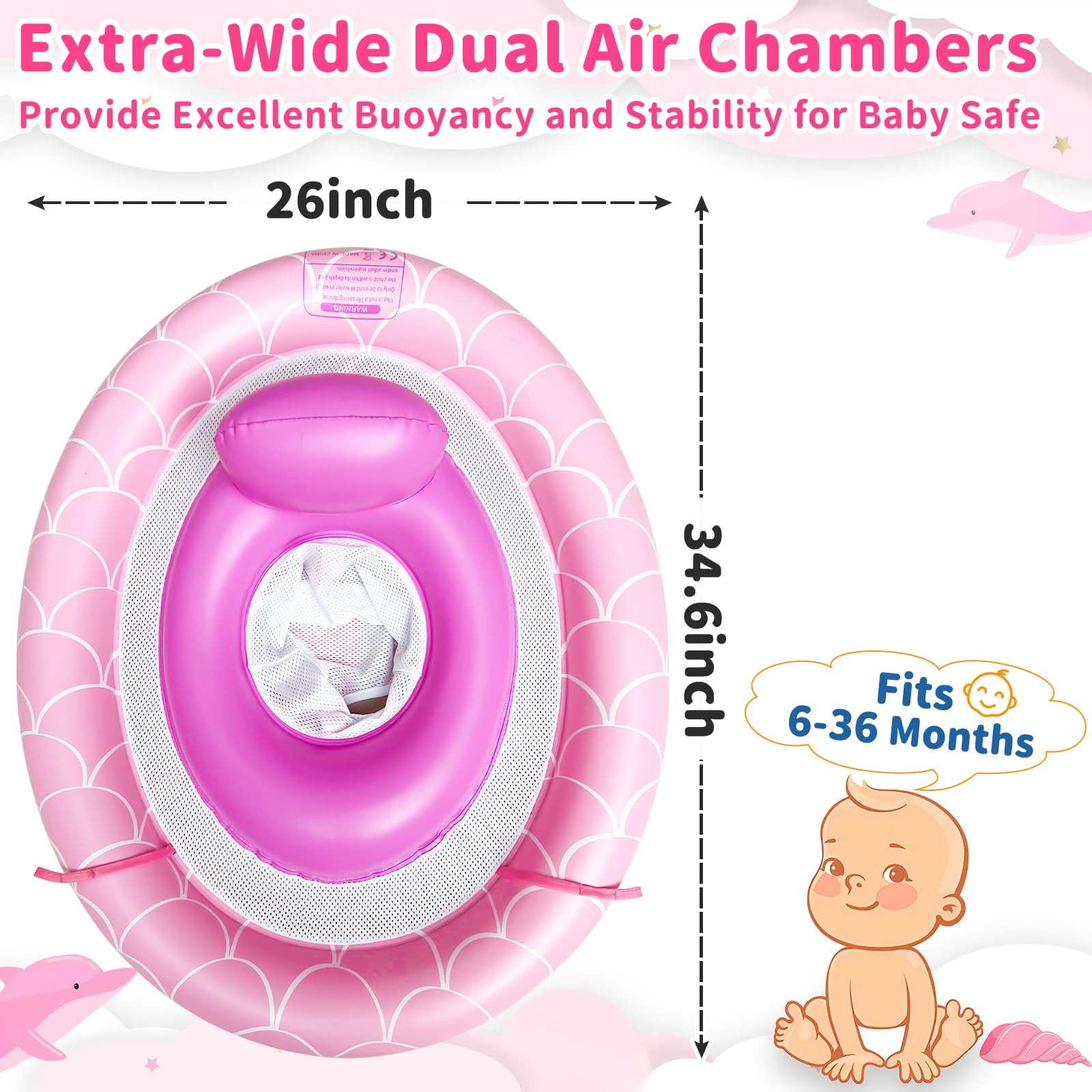 AMENON mesh seat and padded backrest close-up showing breathable comfort for baby