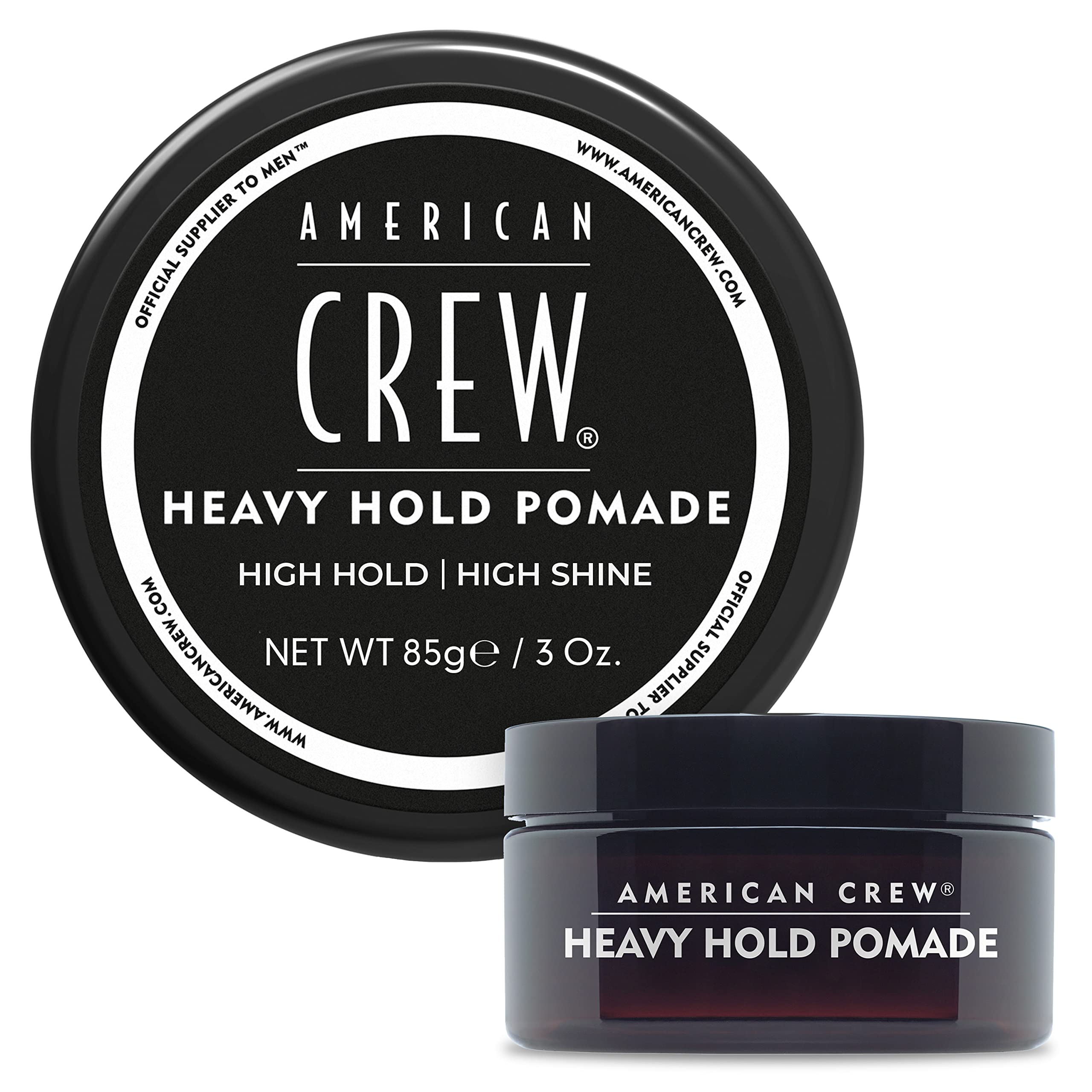 American Crew envase frontal de pomada 3 oz mostrando etiqueta y fijación
