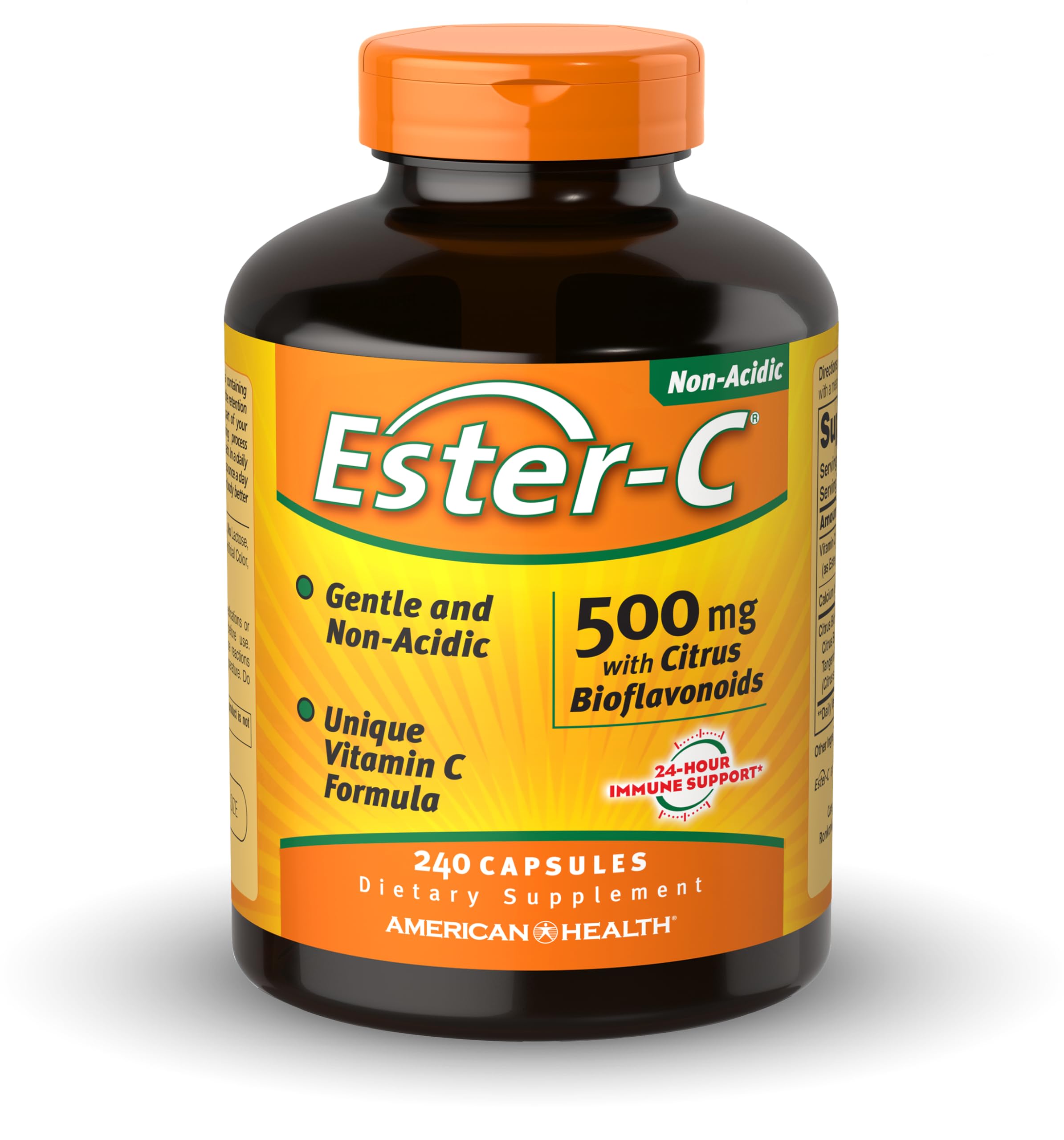 American Health frasco Ester-C mostrando etiqueta y beneficios visibles