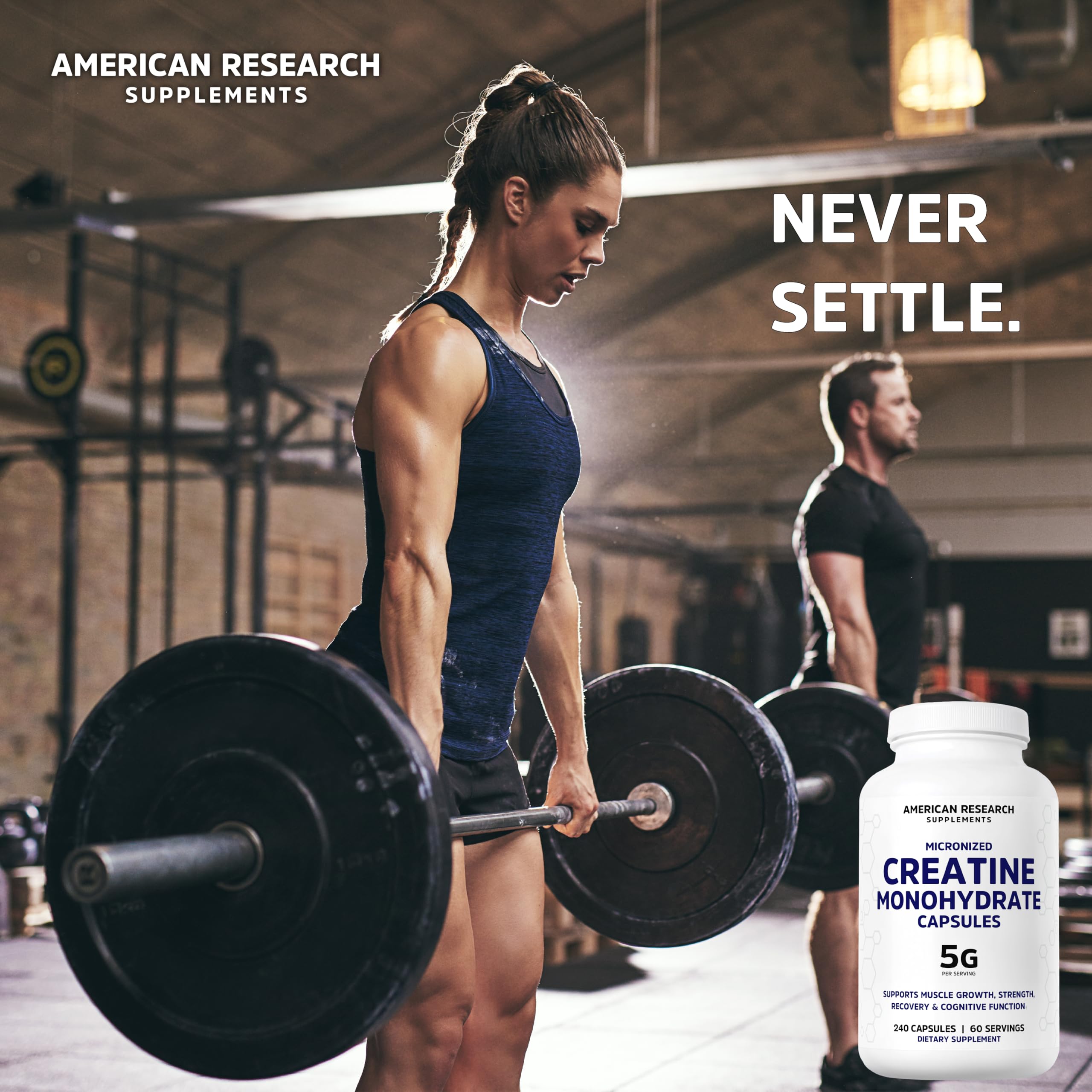American Research Supplements cápsulas junto a equipo deportivo para uso práctico