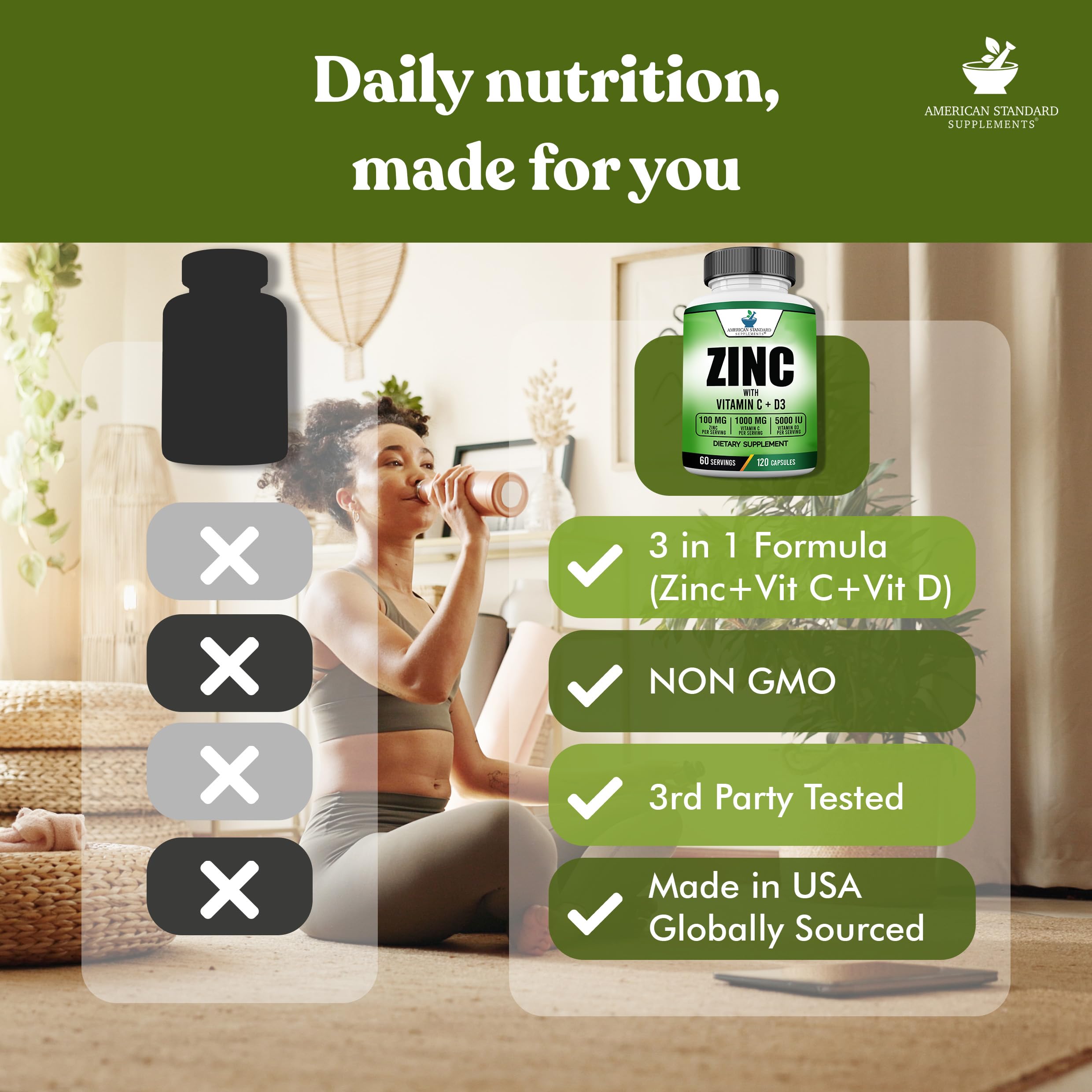 American Standard Supplements etiqueta con información nutricional legible y precisa