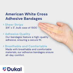 American White Cross vendaje transparente aplicado mostrando discreción