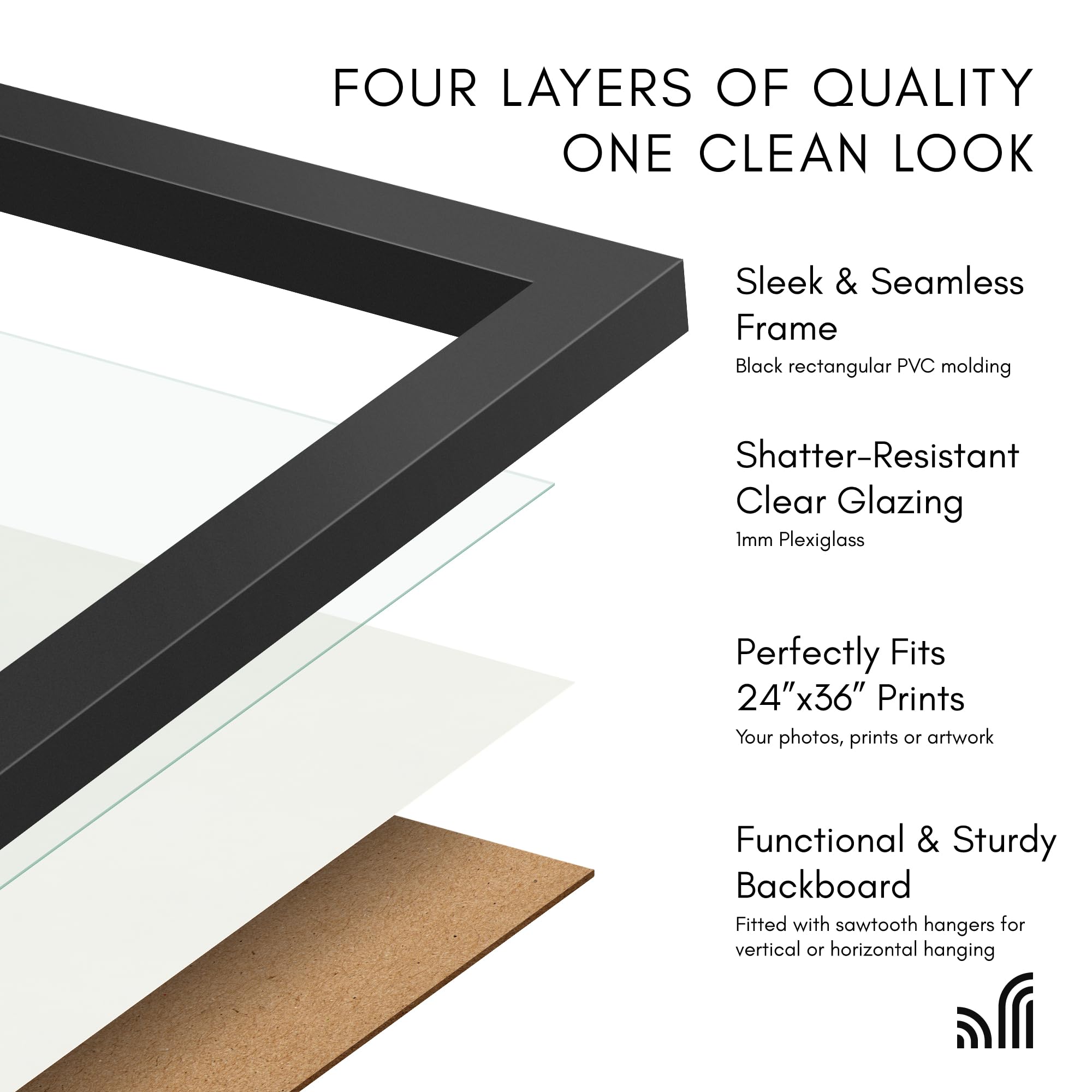 Americanflat backboard with turn points securing artwork for stability benefit