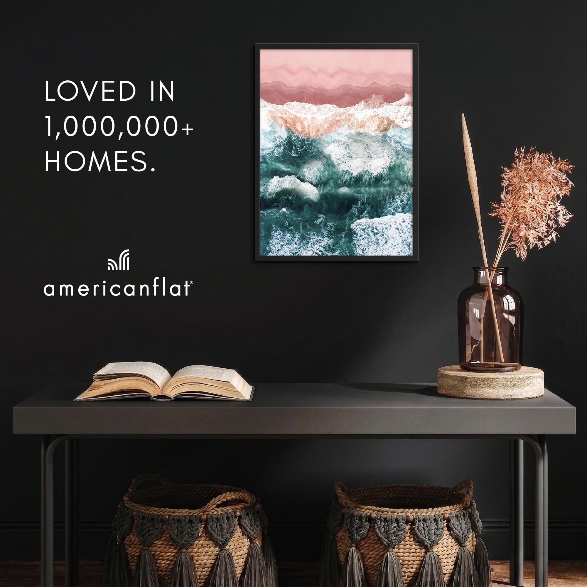 Americanflat frame beside 24x36 poster showing scale and fit benefit