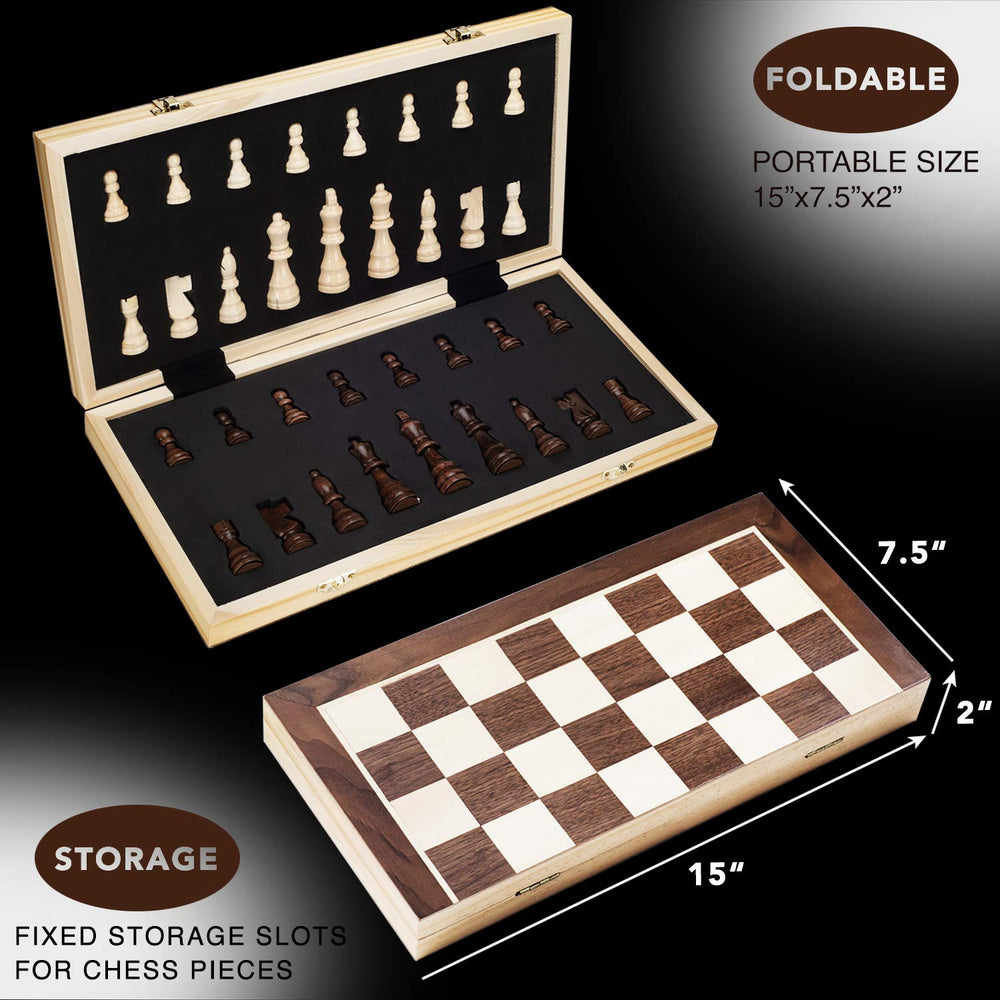 AMEROUS open 15-inch board with magnetic wooden pieces for steady gameplay