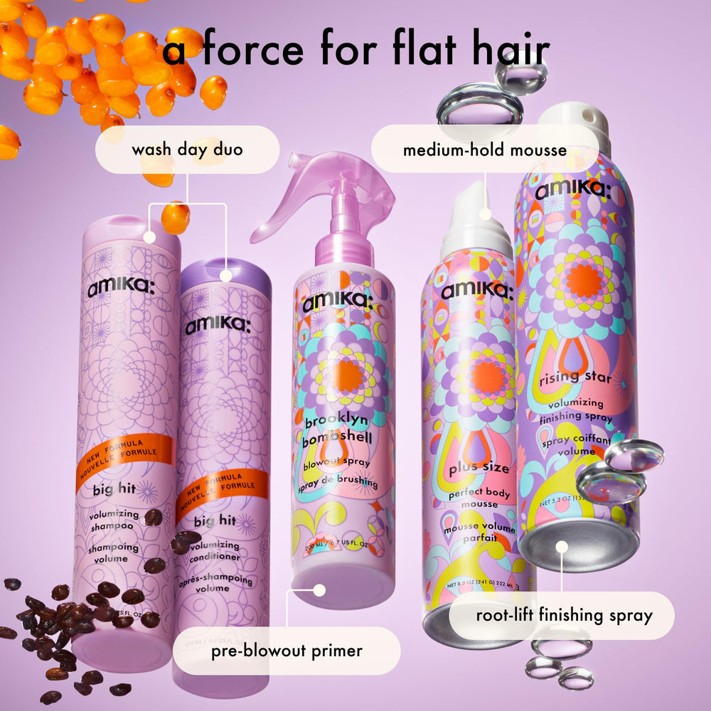 amika conditioner being used in shower showing rinse-ready formula