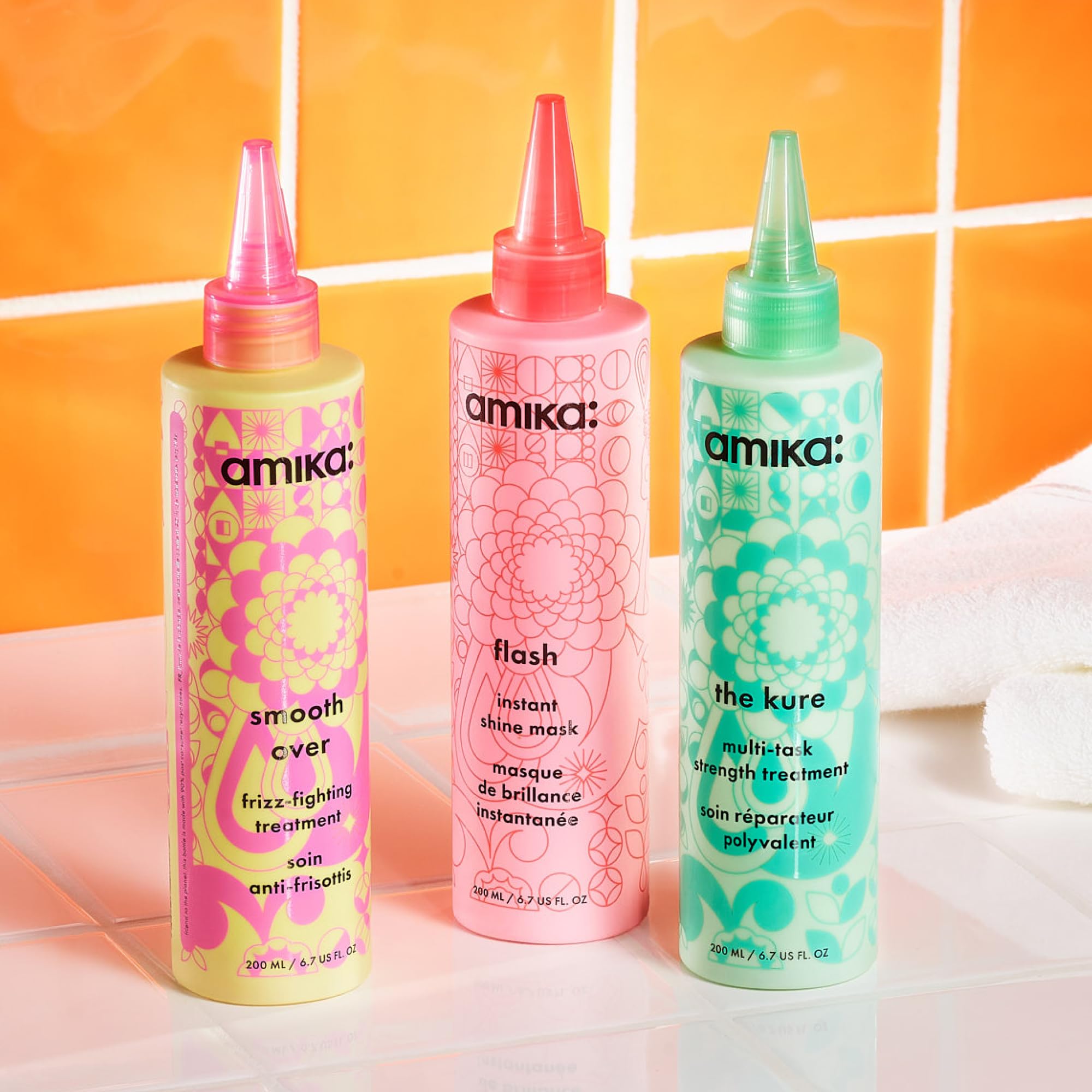 amika flash instant shine mask label detail showing brand and usage clarity