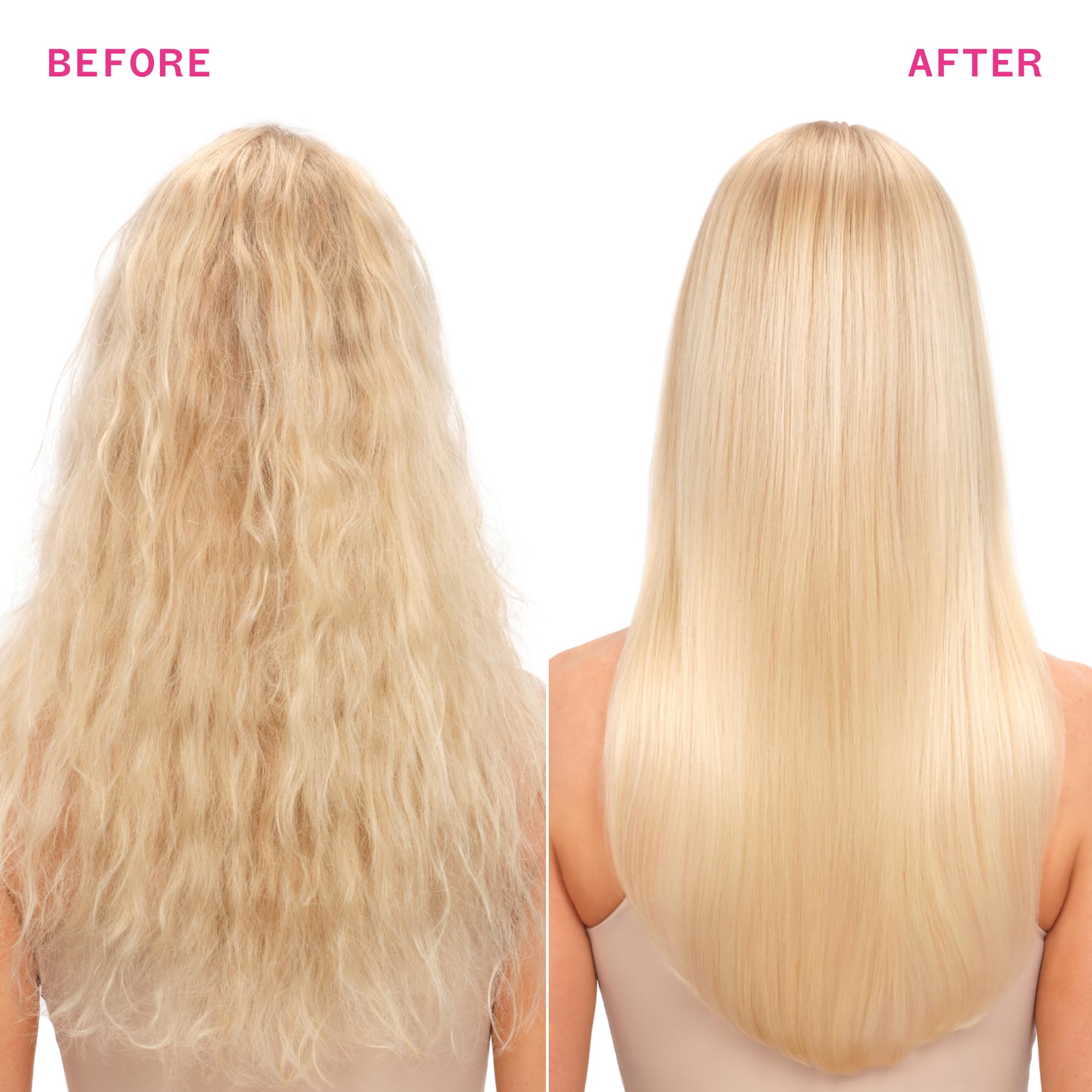 amika acondicionador forget frizz antes y después muestra reducción de frizz