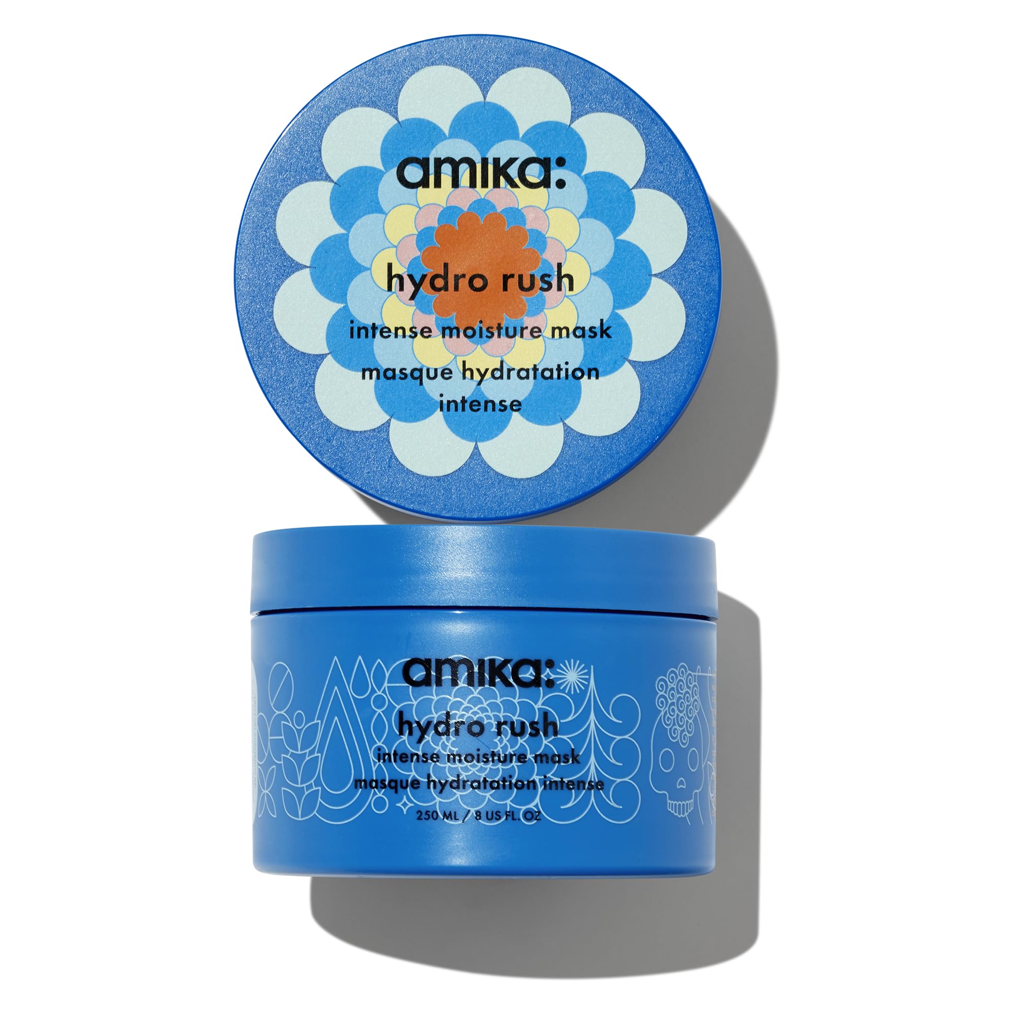 Amika envase frontal mostrando masacarrilla y diseño, hidratación profesional visible