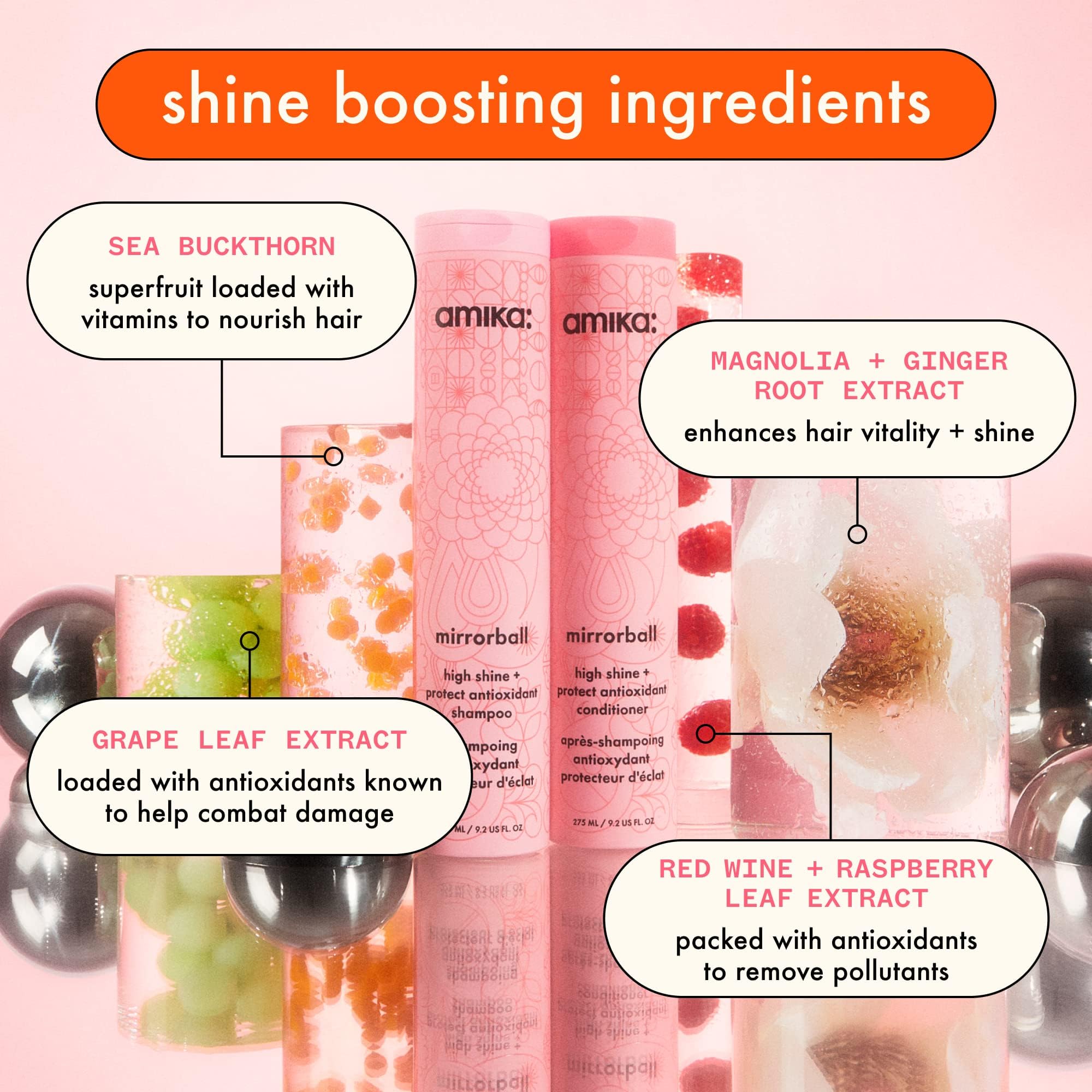 amika aplicación del champú mirrorball en cabello húmedo para brillo