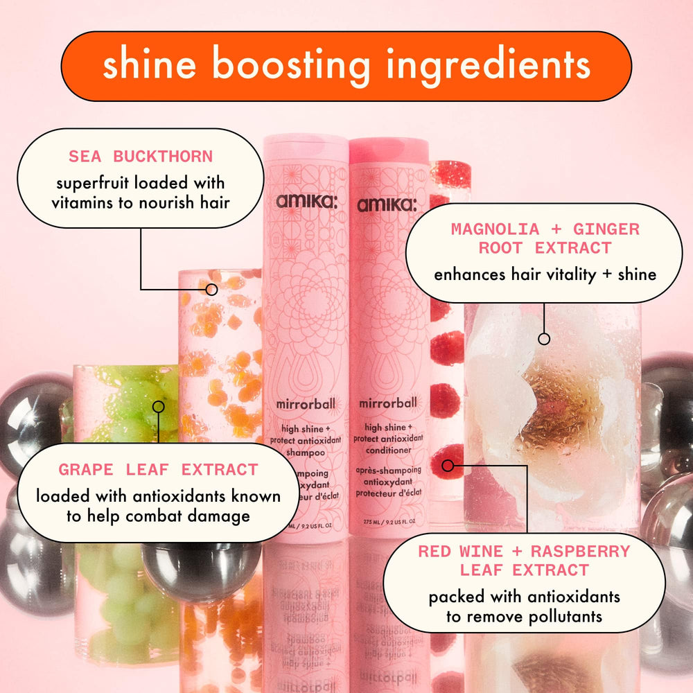 amika aplicación del champú mirrorball en cabello húmedo para brillo