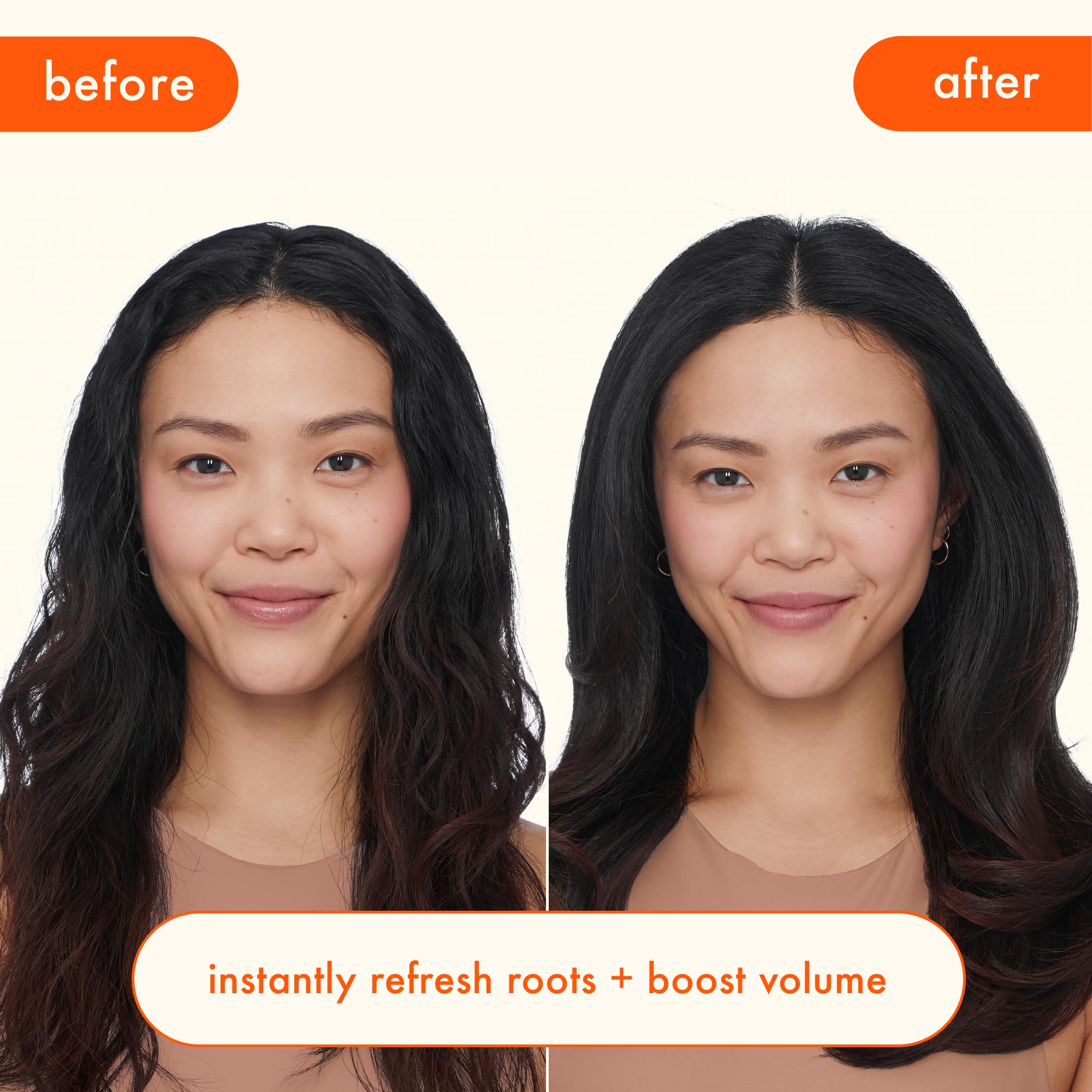 Amika spraying at roots demonstrating instant oil absorption and lift